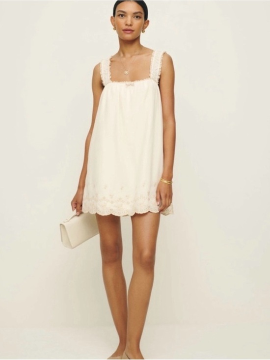 Reformation Dresses & Skirts - Reformation Cream Mini Dress with Lace Trim